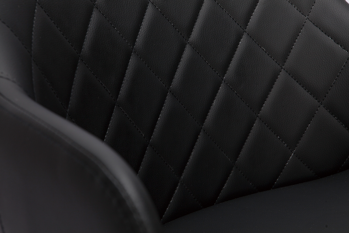 Tabouret de bar design r�glable pivotant 360� noir et bois fonc� LUCIEN