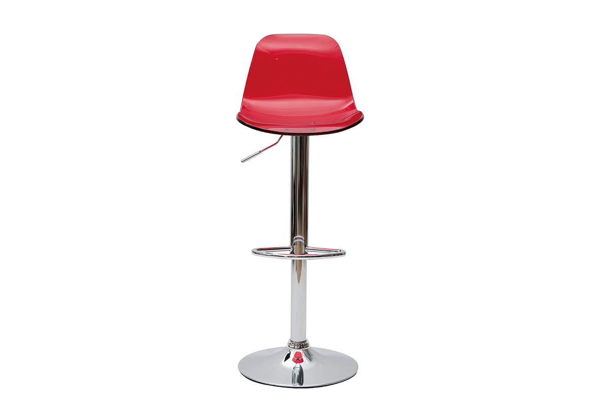 Tabouret de bar design rouge transparent GALILEO