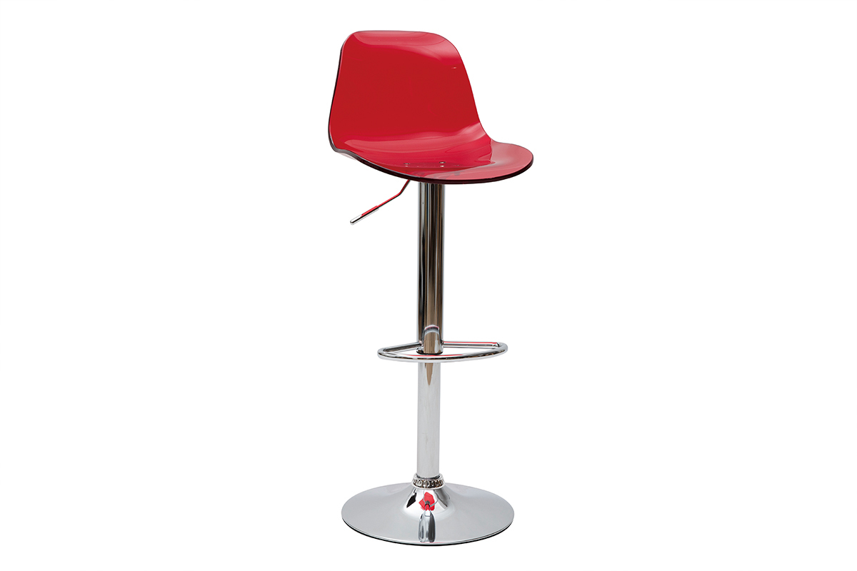 Tabouret de bar design rouge transparent GALILEO