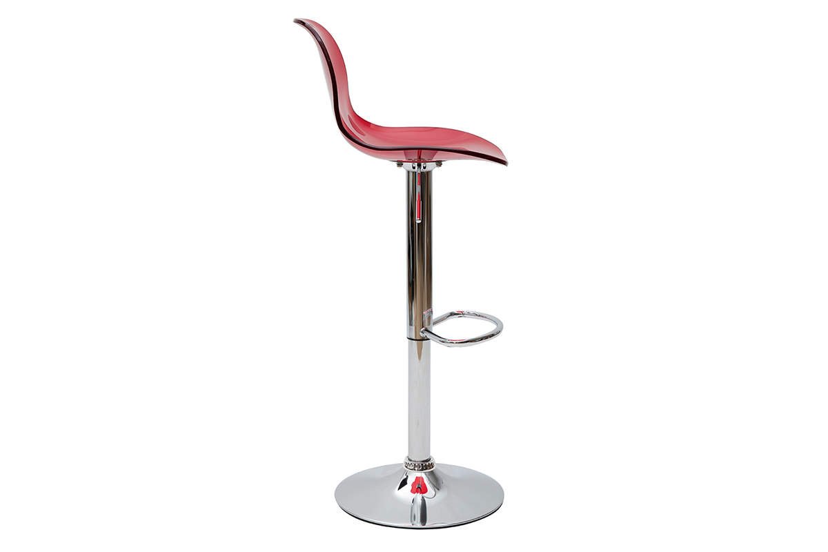 Tabouret de bar design rouge transparent GALILEO