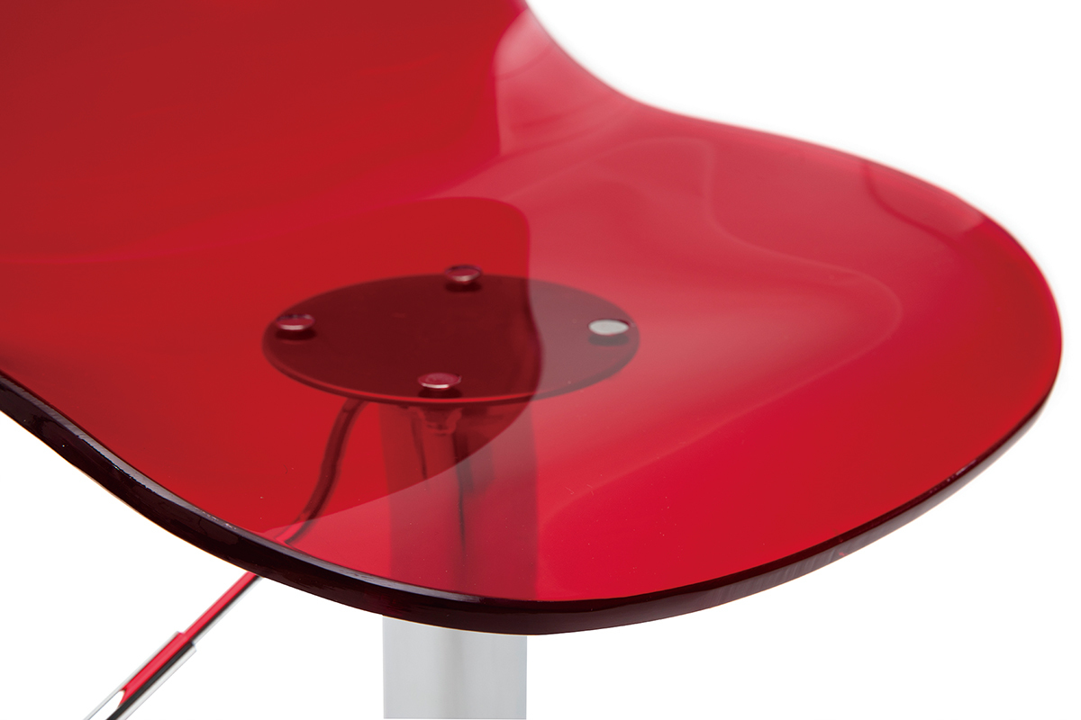 Tabouret de bar design rouge transparent GALILEO