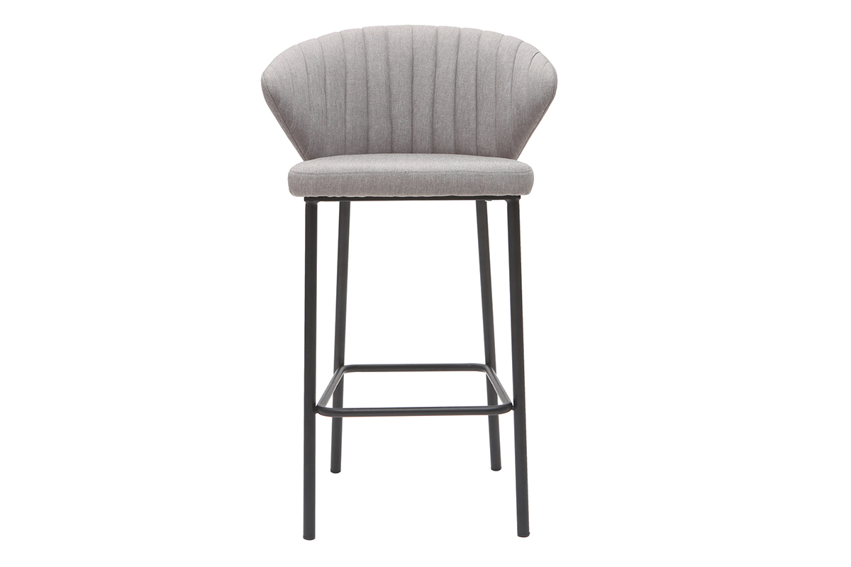 Tabouret de bar design tissu gris 68 cm DALLY