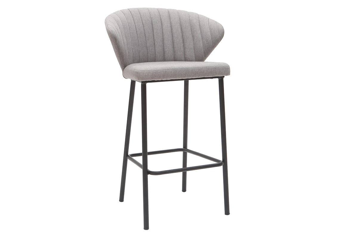 Tabouret de bar design tissu gris 68 cm DALLY