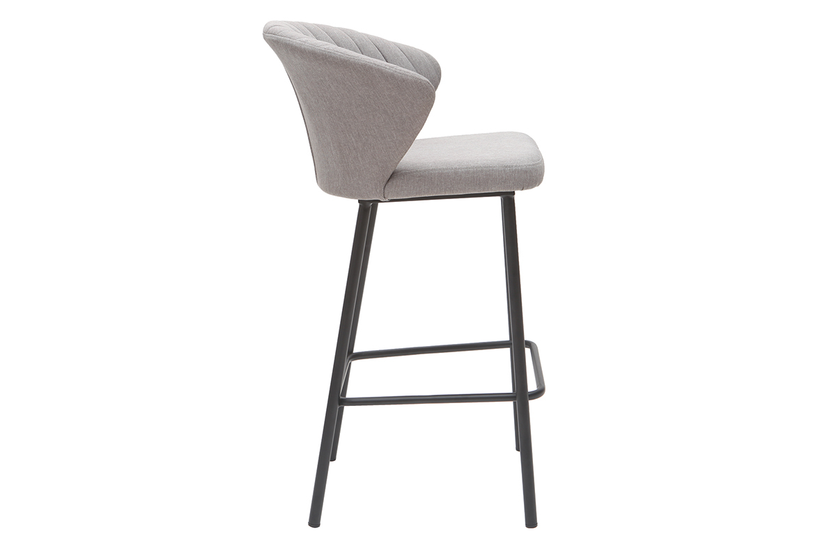 Tabouret de bar design tissu gris 68 cm DALLY