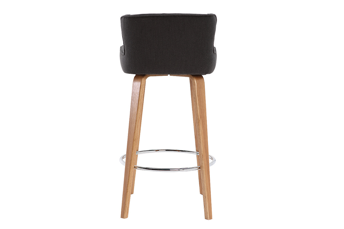Tabouret de bar design tissu gris pieds frne BJORG