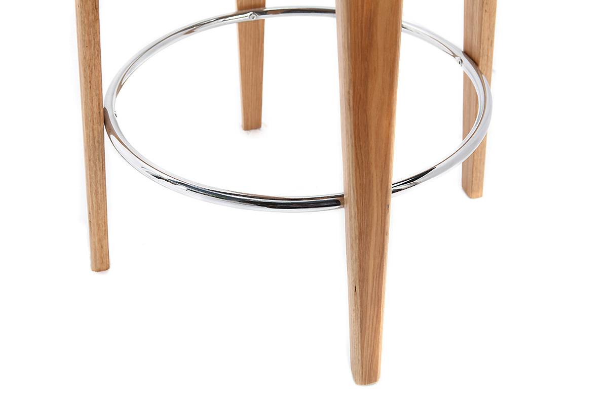 Tabouret de bar design tissu gris pieds frne BJORG