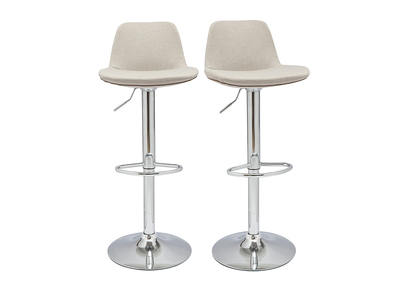 Tabouret de bar design tissu naturel lot de 2 ZACK