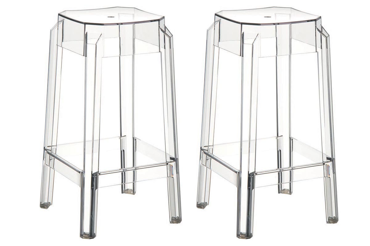 Tabouret de bar design transparent 75cm (lot de 2) CLEAR