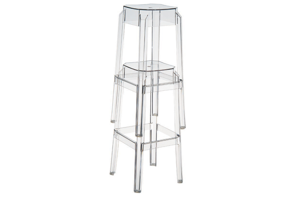 Tabouret de bar design transparent 75cm (lot de 2) CLEAR