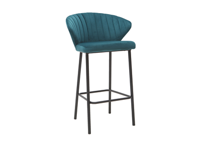Tabouret de bar design velours bleu p&eacute;trole 65 cm DALLY