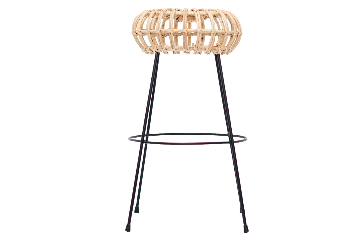 Tabouret de bar en rotin pieds m�tal HOLLOW