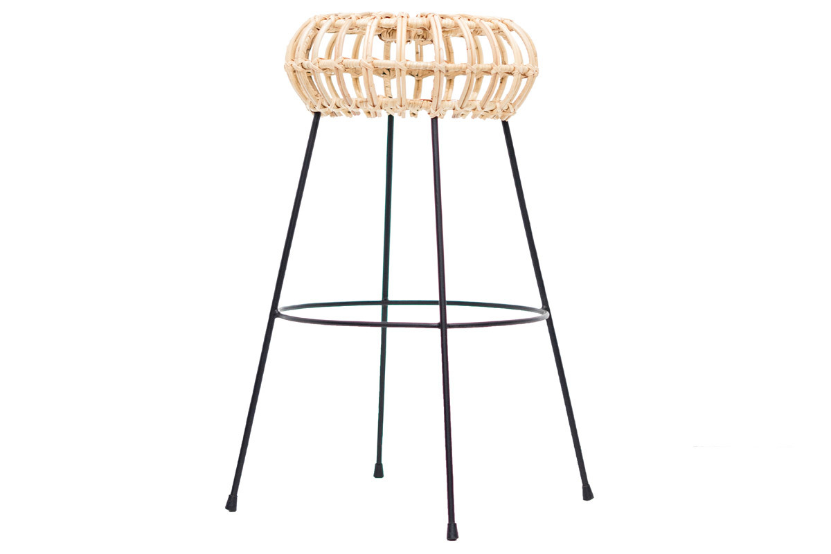 Tabouret de bar en rotin pieds m�tal HOLLOW