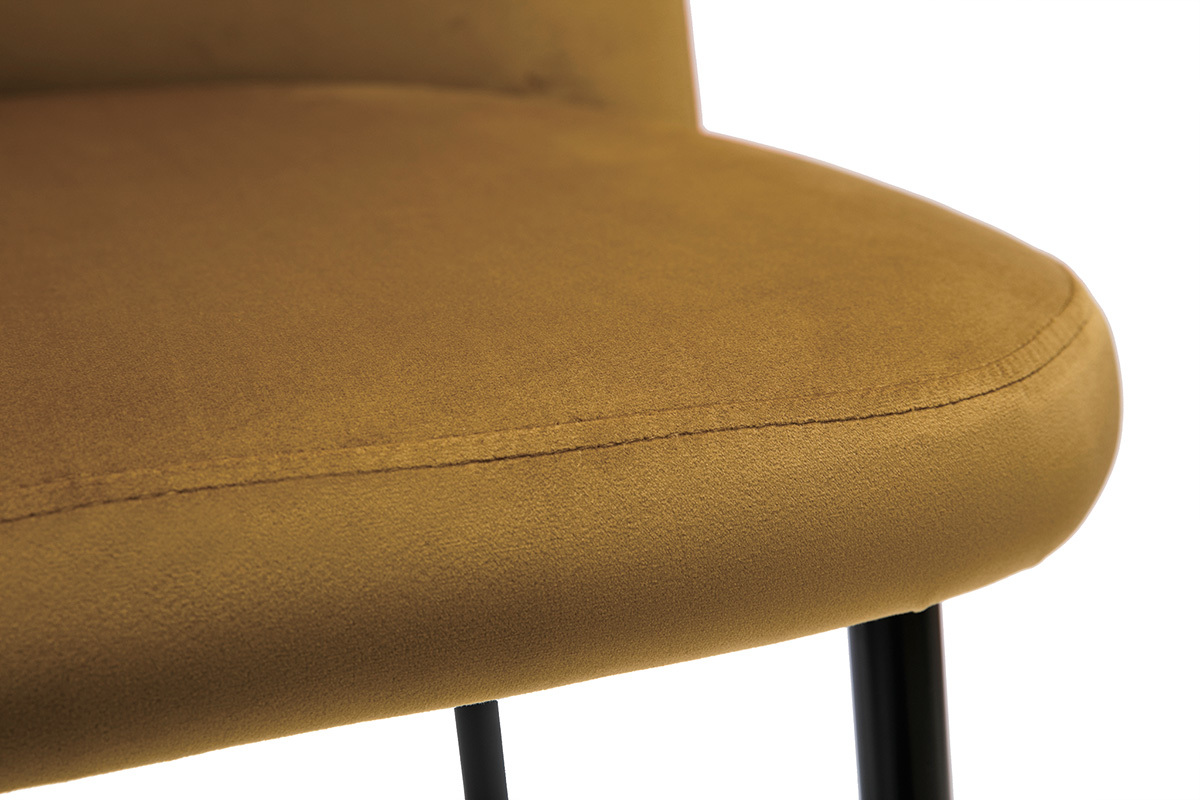 Tabouret de bar fixe velours bronze et pied m�tal noir H78 MONTI