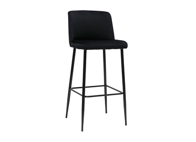 Tabouret de bar fixe velours noir et pied métal noir H78 MONTI