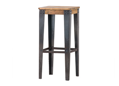 Tabouret de bar industriel acier et bois H75 cm MADISON