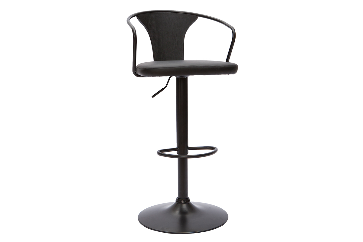 Tabouret de bar industriel noir r�glable pivotant 360� BECKETT