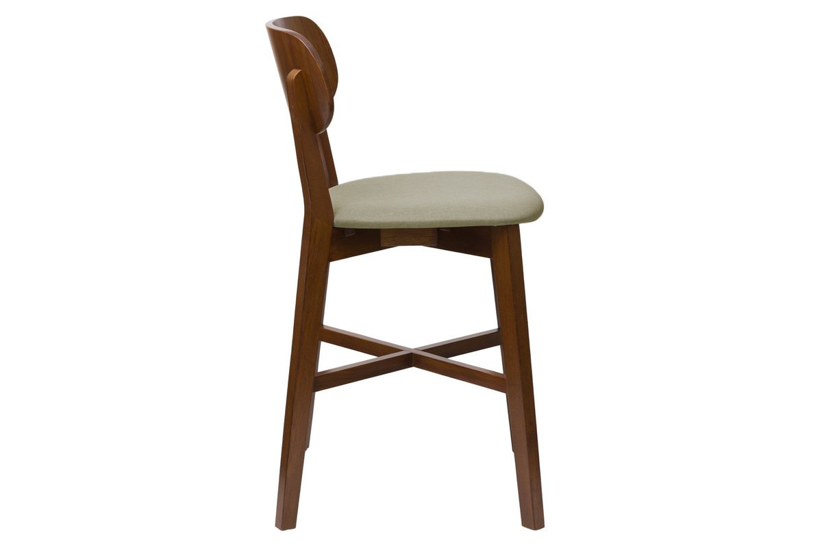Tabouret de bar noyer et assise marron glac� H65 cm LUCIA