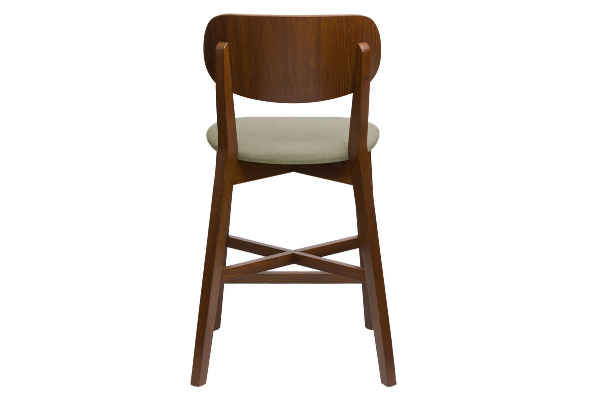 Tabouret de bar noyer et assise marron glac� H65 cm LUCIA