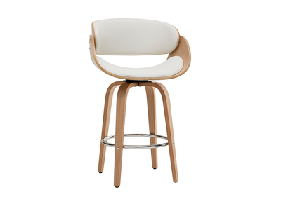Tabouret de bar pivotant blanc et bois clair 65 cm BENT