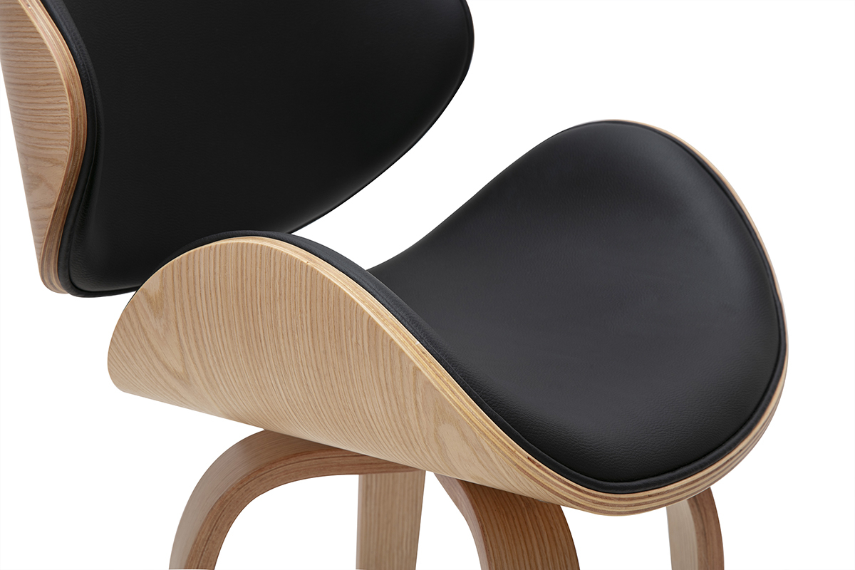 Tabouret de bar noir et bois clair 65 cm