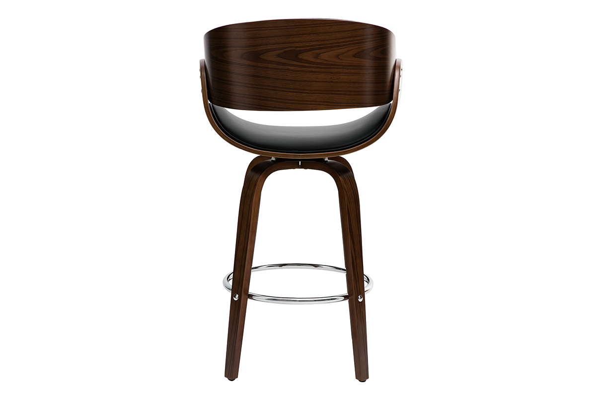 Tabouret de bar pivotant noir et bois fonc� 65 cm BENT