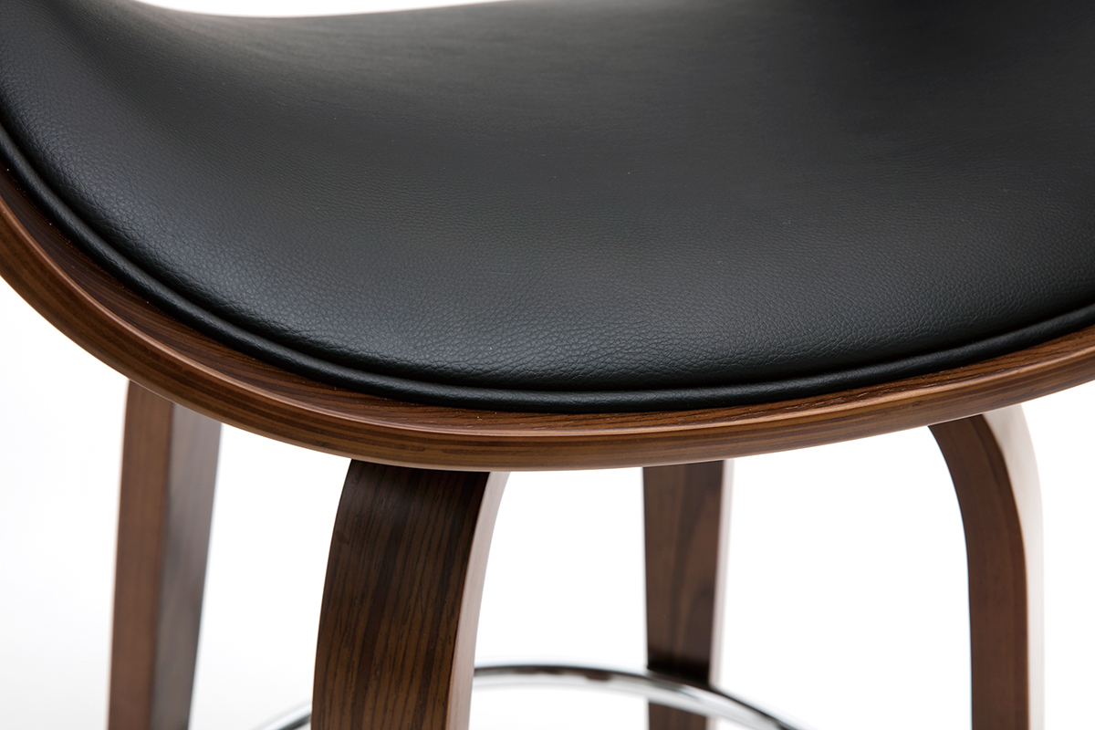 Tabouret de bar pivotant noir et bois fonc� 65 cm BENT