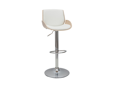 Tabouret de bar relevable blanc et bois clair VESPER
