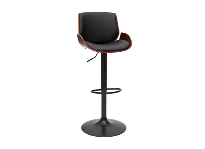 Tabouret de bar relevable noir et bois foncé VESPER