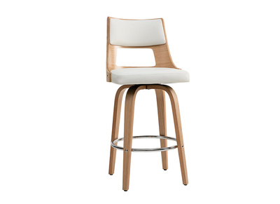 Tabouret de bar scandinave pivotant blanc et bois clair H69 cm GARBO
