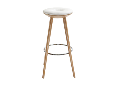 Tabouret de bar style scandinave blanc pieds bois clair 78cm  NORDECO