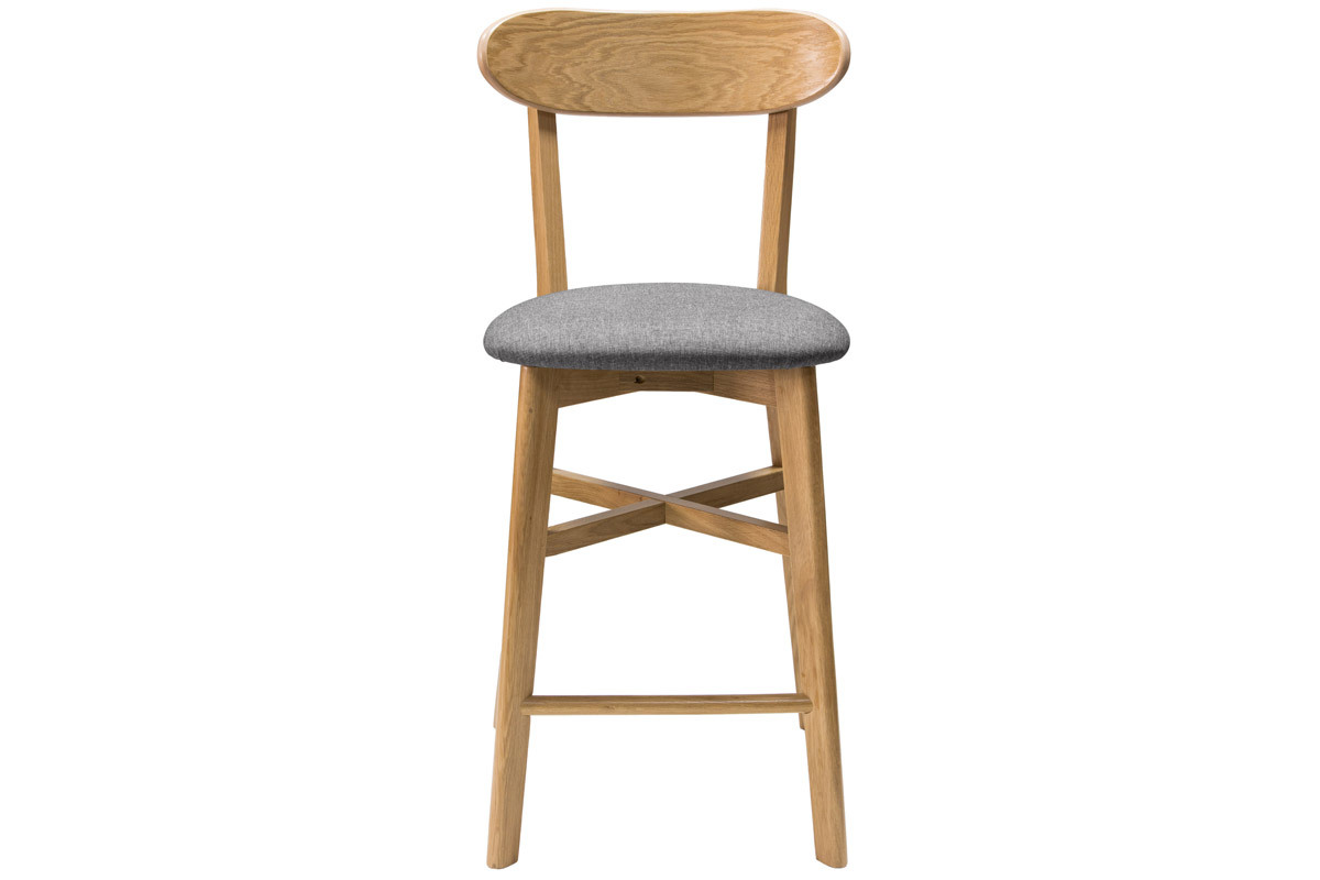 Tabouret de bar vintage bois clair et gris H65 cm DOVE