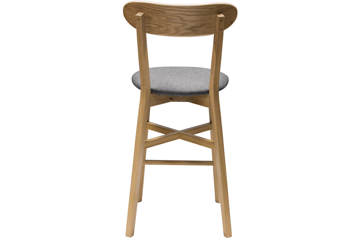 Tabouret de bar vintage bois clair et gris H65 cm DOVE