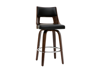 Tabouret de bar vintage noir et bois fonc&eacute; GARBO