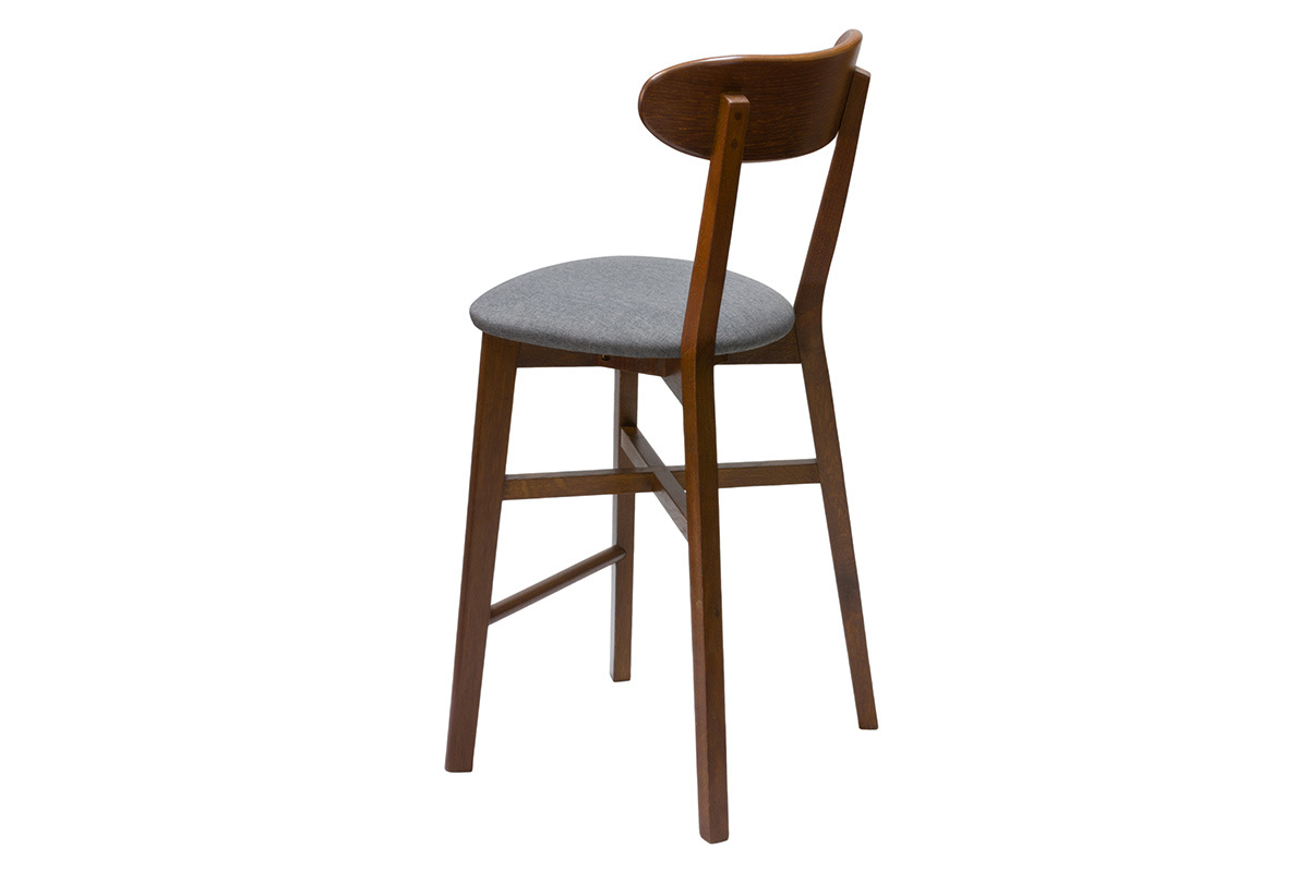 Tabouret de bar vintage noyer et gris anthracite H65 cm DOVE