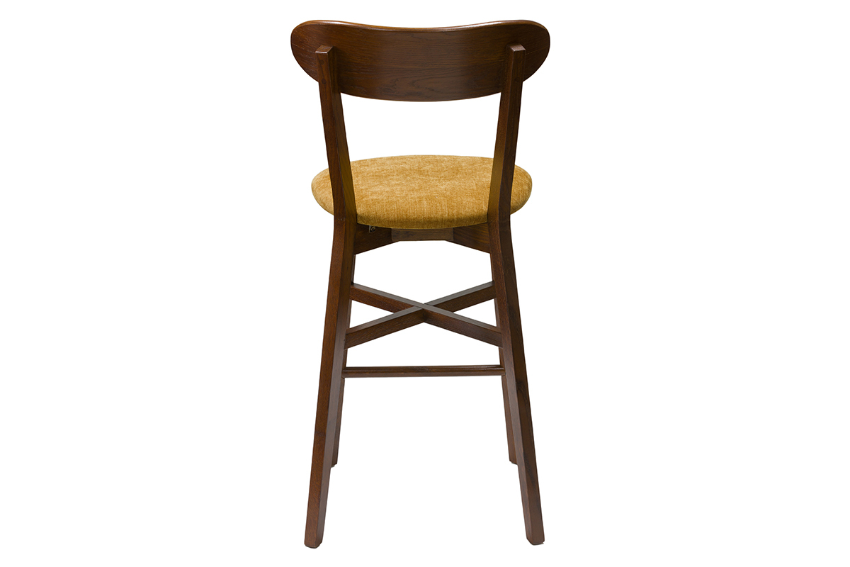Tabouret de bar vintage noyer et jaune moutarde H65 cm DOVE