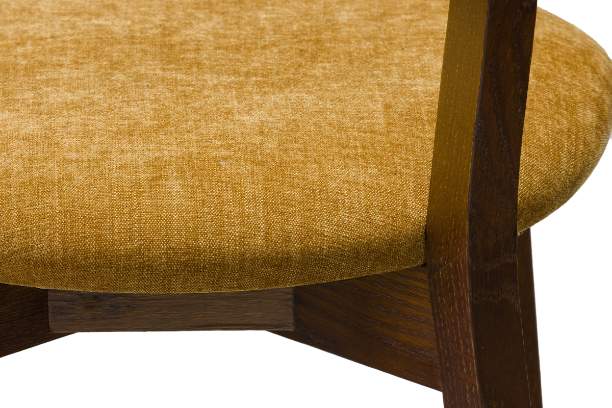 Tabouret de bar vintage noyer et jaune moutarde H65 cm DOVE