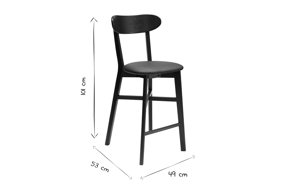 Tabouret de bar vintage noyer et jaune moutarde H65 cm DOVE