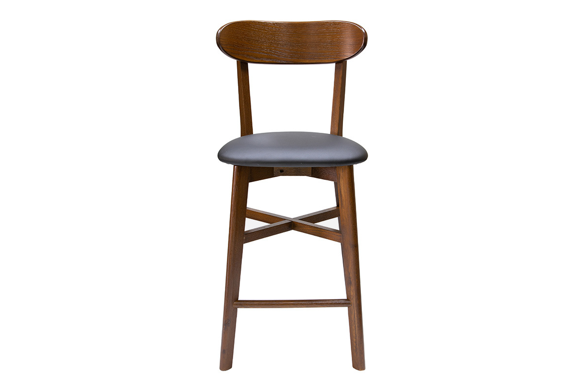 Tabouret de bar vintage noyer et noir H65 cm DOVE
