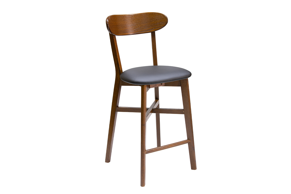 Tabouret de bar vintage noyer et noir H65 cm DOVE
