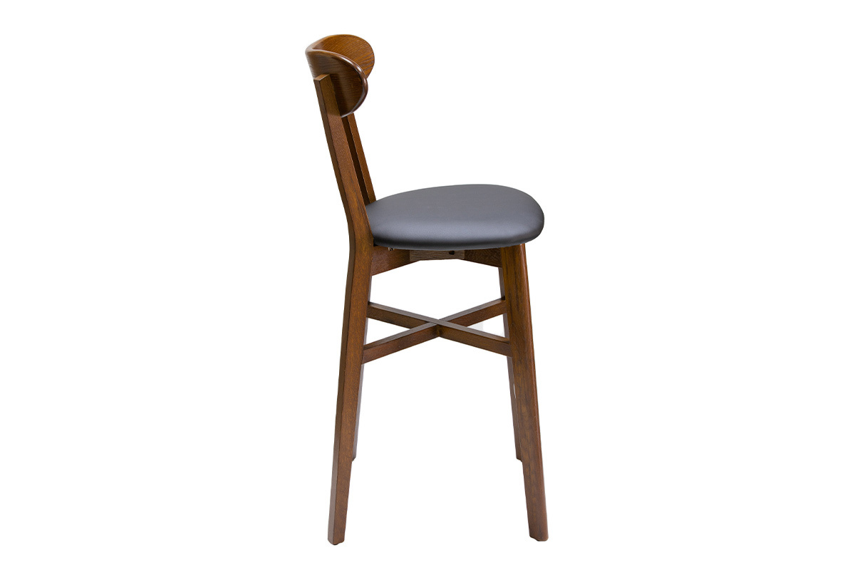 Tabouret de bar vintage noyer et noir H65 cm DOVE
