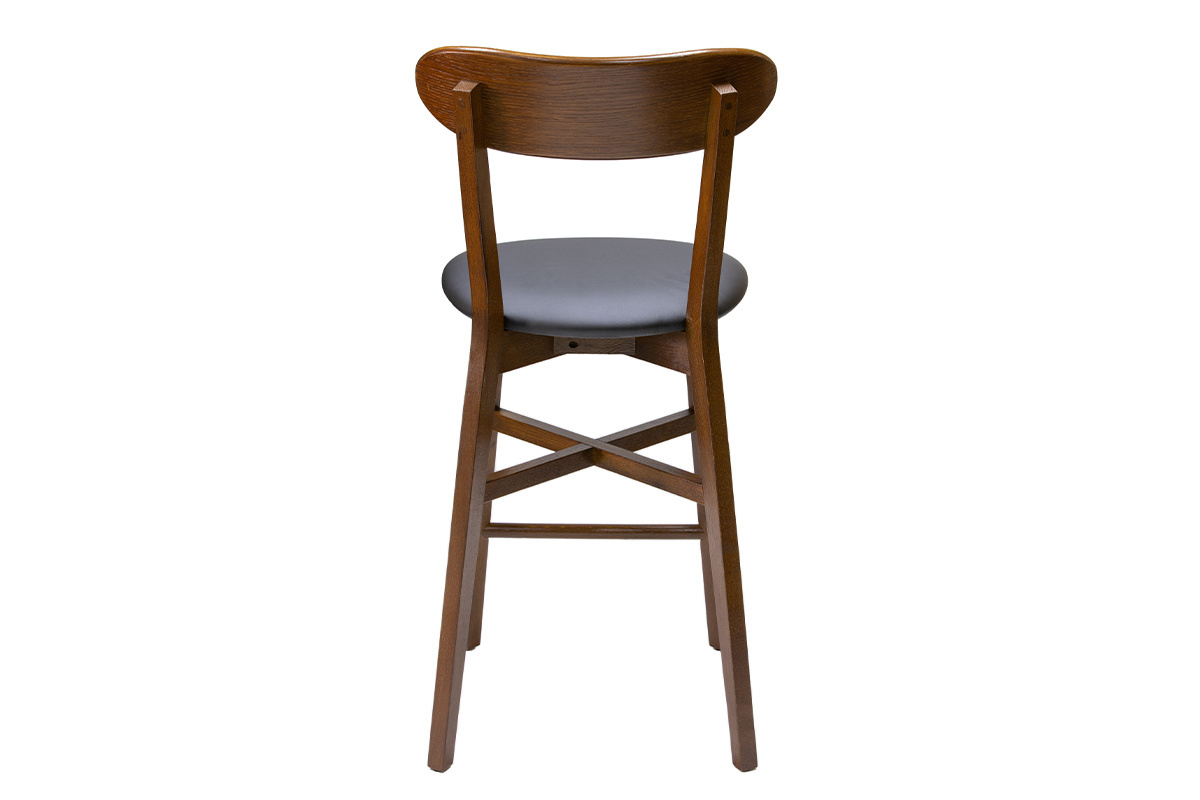 Tabouret de bar vintage noyer et noir H65 cm DOVE