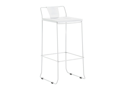 Tabouret ext&eacute;rieur design m&eacute;tal blanc 65 cm TENERIFE
