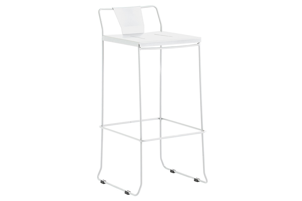 Tabouret ext�rieur design m�tal blanc 76 cm TENERIFE
