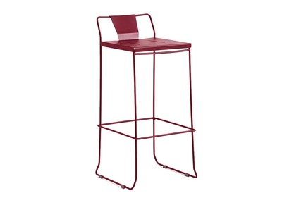 Tabouret ext&eacute;rieur design m&eacute;tal rouge 65cm TENERIFE