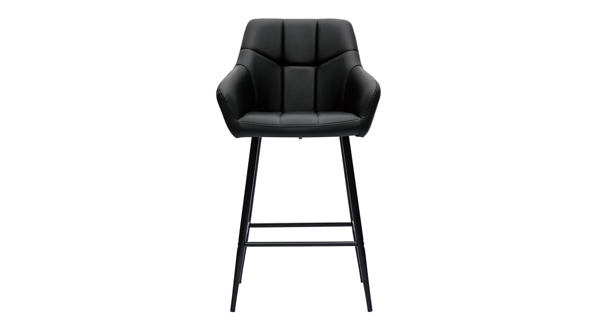 Tabourets de bar avec sièges matelassés noirs et métal noir H65 cm (lot de 2) MONTERO