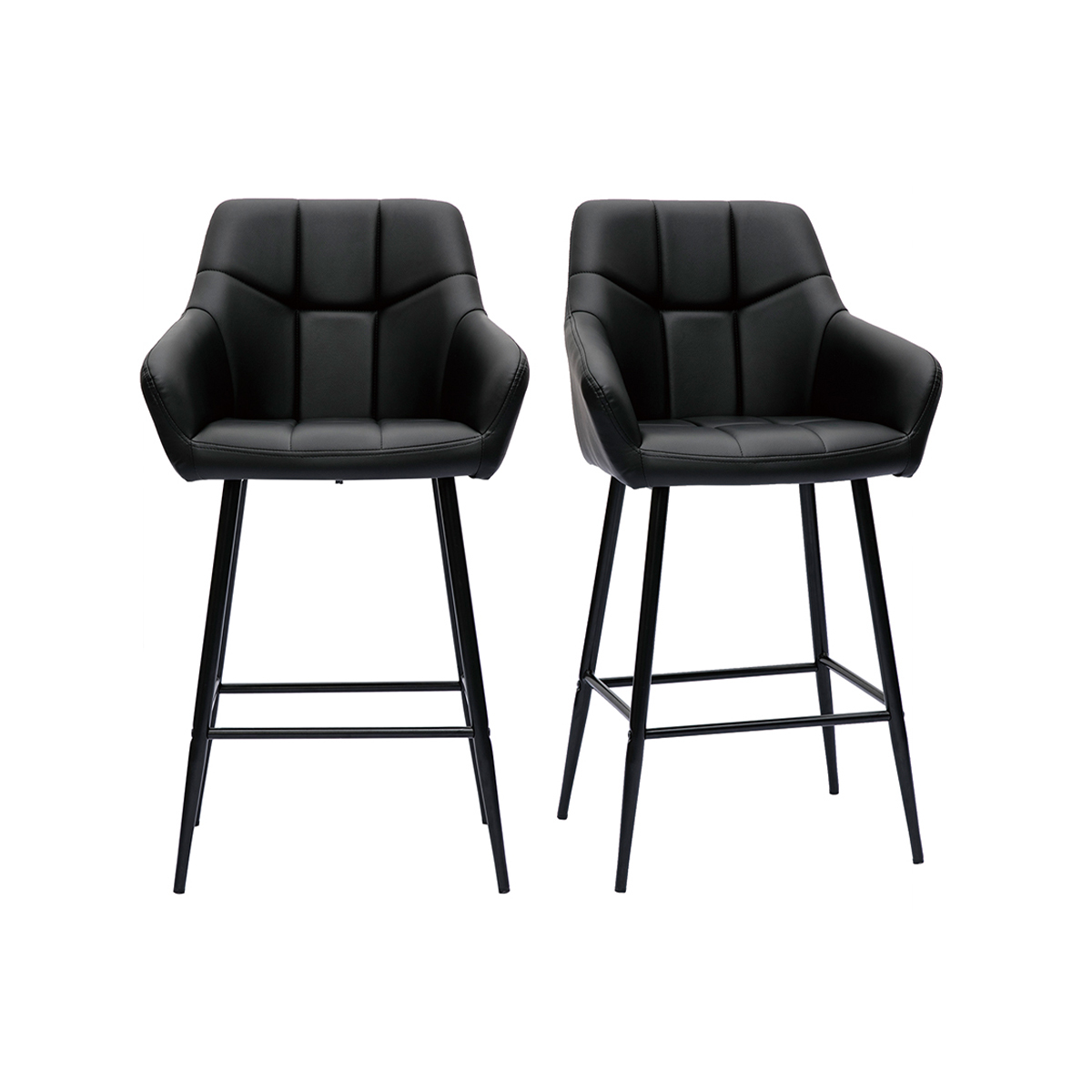 Tabourets de bar avec sièges matelassés noirs et métal noir H65 cm (lot de 2) MONTERO vue1