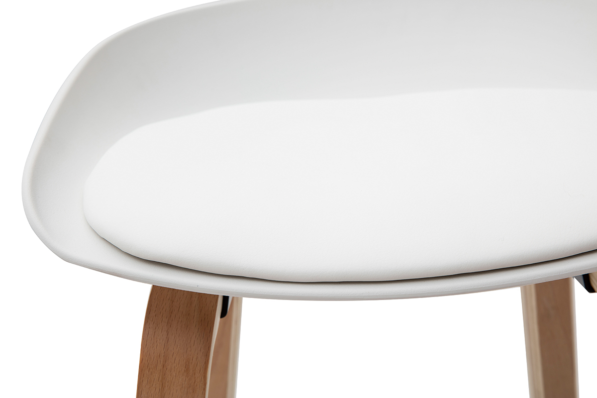 Tabourets de bar blanc et pieds bois 75 cm (lot de 2) LINO