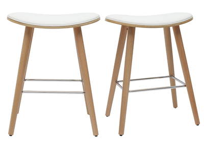 Tabourets de bar bois clair et blanc H65 cm (lot de 2) MEADOW