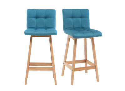 Tabourets de bar bois et bleu canard 65 cm (lot de 2) KLARIS