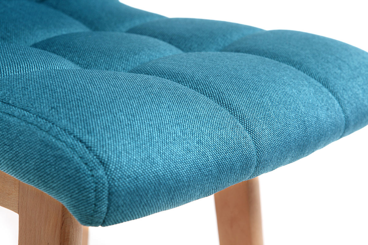 Tabourets de bar bois et bleu canard H65 cm (lot de 2) KLARIS